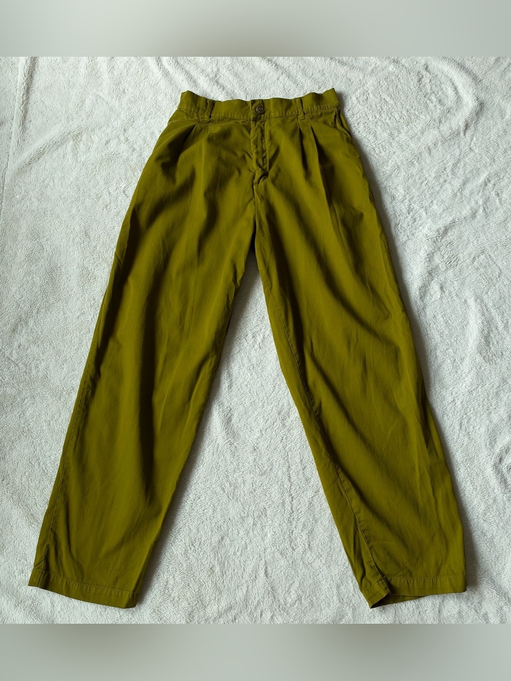 Big Bud Press Heritage Trousers Olive Green Pleated Sz Large High Rise Workwear